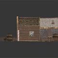 Rustic Log Cabin With Shingled Roof Windows Porch Fence And Barrels