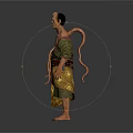 Humanoid Character With Tentacles On Back Wearing Green Tunic And Yellow Pants