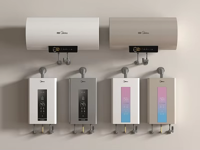 Midea Electrical Appliances Wall Mounted Electric And Instant Water Heaters White Gray Pink Colors 3d model