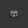 Open Frame Off Road Dune Buggy With Black Beige Exterior Roof Lights And Large Tires