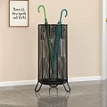 Stylish Two Toned Metal Mesh Umbrella Rack with Stand in Black and Gold for Entryway