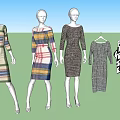 Fashion Mannequins Wearing Stylish Dresses With Various Patterns And Hanging Designs