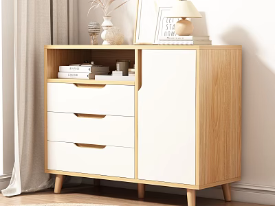 Modern Side Cabinet Storage Cabinet Carpet Hanging Painting Book Combination 3d model