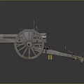 Antique Cannon With Large Wooden Wheels And Metal Barrel On Carriage