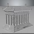 Classical Greek Temple Architecture With Columned Portico Pediment And Stone Steps