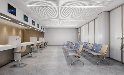 Modern Hospital Hall Hospital Registration 3d model