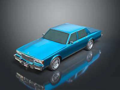 Classic Blue Vintage Sedan With Chrome Accents Shiny Silver Wheels And Reflective Surface 3d model