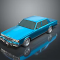 Classic Blue Vintage Sedan With Chrome Accents Shiny Silver Wheels And Reflective Surface