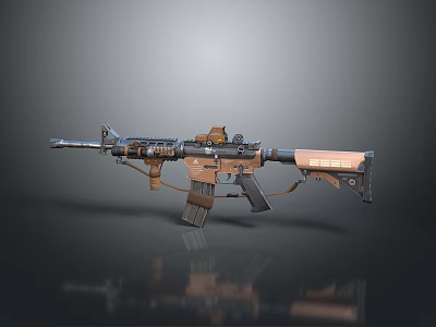 Modern Military Assault Rifle with Tactical Scope Brown Black Metal Finish Design 3d model