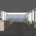 Modern Hair Salon Interior With Styling Chairs Floor to Ceiling Windows and City View