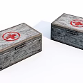Pair of Vintage Medical Equipment Wooden Boxes With Red Cross Symbols