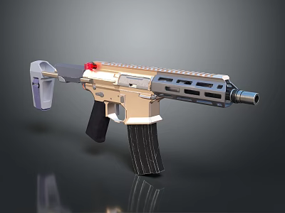 Modern Tactical Weapon With Gold Silver Finish Black Magazine And Red Sight 3d model