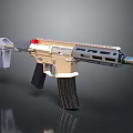 Modern Tactical Weapon With Gold Silver Finish Black Magazine And Red Sight