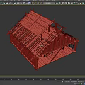 Traditional Wooden House With Sloped Roof And Exposed Wooden Beams Design