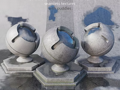 Decorative Spherical Stone Components With Seamless Textures And Puddles 3d model