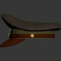 Brown Military Style Hat With Red Brim Golden Badge And Classic Design