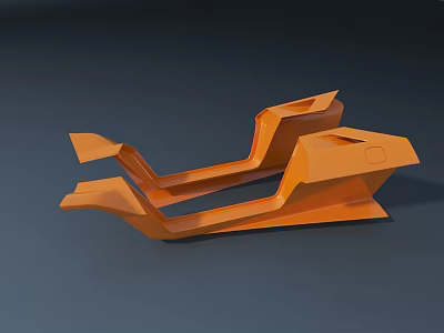 Modern Orange Geometric Sculpture Featuring Abstract Curved Shapes And Smooth Surface 3d model