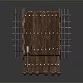 Ancient Wooden Functional Cart With Shelves Wheels And Projectile Mechanism Structure
