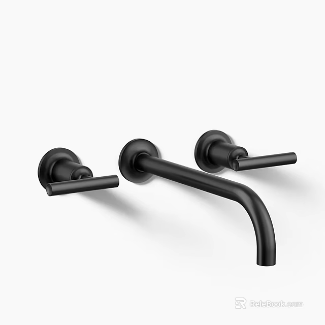Stylish Other Bathroom Black Faucet With Two Handle And Curved Spout Design 3d model 
