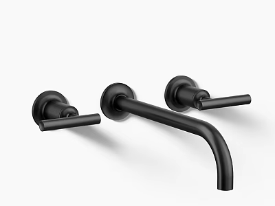 Stylish Other Bathroom Black Faucet With Two Handle And Curved Spout Design 3d model
