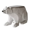 White Polar Bear Decorative Ornament Set with Standing Figure Holding Gold Tray and Sitting Companion
