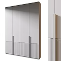 Modern Minimalist Wardrobe With Sleek Panel Doors And Vertical Striped Accents