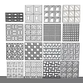 Collection of Modern Decorative Grille Panels with Various Geometric Patterns 3d model