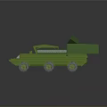 Green Military Wheeled Tank 3D Model With Open Cargo Area And Top Hatch