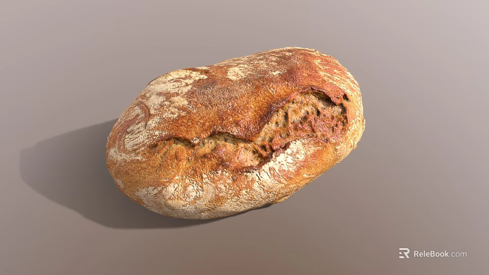 Freshly Baked Artisan Bread With Golden Brown Crust And Rustic Texture 3d model 