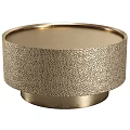 Round Gold Coffee Table With Textured Surface And Metal Base Design 3d model