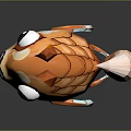 Cute Orange Fox Fish Hybrid Game Movie Character With Big Eyes Scaly Body 3D Design