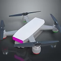 Modern Drone With White Body Purple Front Four Propellers Gray Arms And Green Indicators