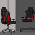 Ergonomic Black And Red Gaming Office Chair With Adjustable Wheels And Leather Design