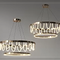 Modern Metallic Ring Chandeliers With Illuminated LED Light Rings For Interior Design