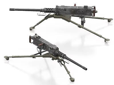 Vintage Military Machine Guns Equipped With Tripod Stands And Classic Design 3d model