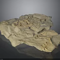 Rocky Terrain 3D Model With Textured Surface And Natural Color Tones