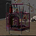 Pink Mesh Kids Bed Playpen With Ball Pit Cartoon Characters And Hanging Toys