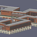 Modern Multi Story Commercial Complex With Red Brick Exterior And Glass Windows