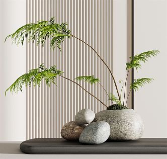 Modern Bonsai Green Plant Ornaments Zen Green Plant Ornaments 3d model