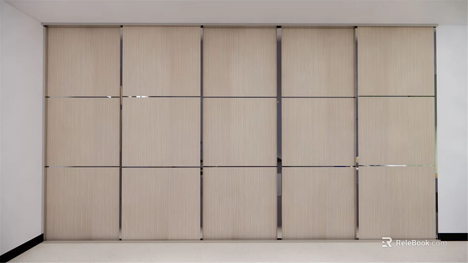 Modern Wooden Sliding Doors With Metal Frames For Interior Space Design 3d model 