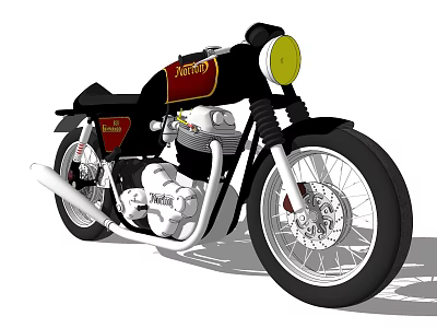 Classic Black Motorcycle With Red Accent Yellow Headlight And Silver Engine Design 3d model