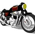 Classic Black Motorcycle With Red Accent Yellow Headlight And Silver Engine Design