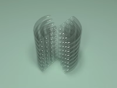 Modern glass centrifugal movement mechanical structure curved surface structure 3d model