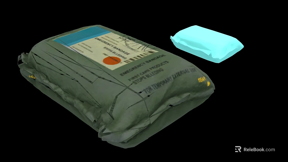 Green Military Weapon Package With Blue Box And Text Labels 3d model