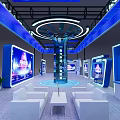 2023 Yundian Expo Exhibition Booth With Modern Blue Decor And Large Screens