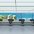 Modern monitoring room control room monitoring command center display screen console display screen 3d model
