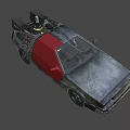 Retro Futuristic Functional Car With Metallic Body Gull Wing Doors And Streamlined Design