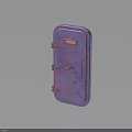 Purple Speckled Pattern Safe Furniture Featuring Decorative Metal Lock And Handle Design