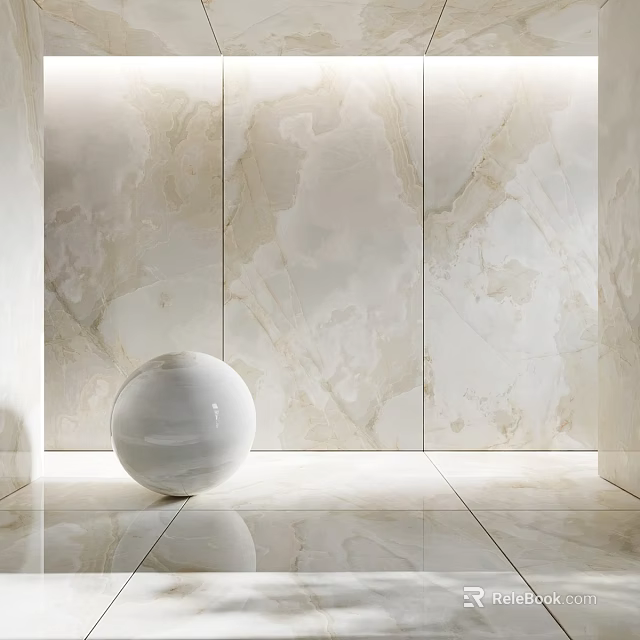 Marble Construction Elements With Beige Wall Floor And White Sphere Decor 3d model 