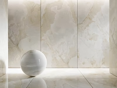 Marble Construction Elements With Beige Wall Floor And White Sphere Decor 3d model